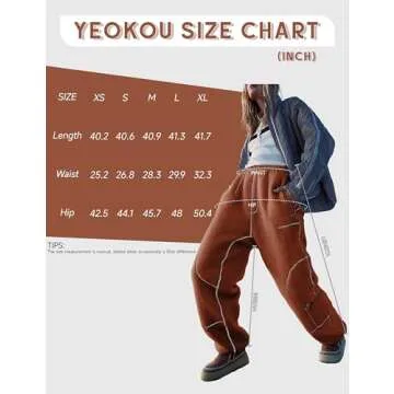 Yeokou Women's Fleece Lined Sweatpants for Winter Comfort - Multi Pockets