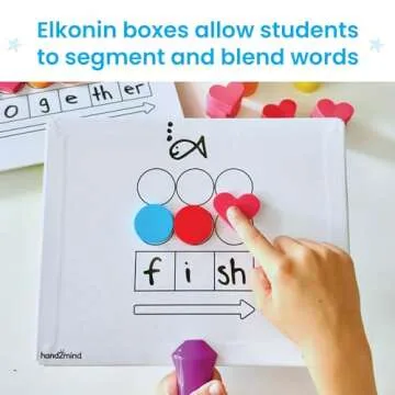 hand2mind Elkonin Box Magnetic Answer Board, Word Mapping Paddles, Elkonin Boxes Dry Erase Blending Board, Phonemic Awareness, Phonics Manipulatives, Science of Reading Classroom Materials (Set of 6)