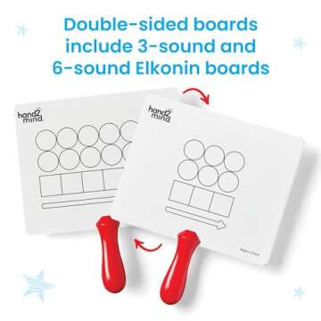 hand2mind Elkonin Box Magnetic Answer Board, Word Mapping Paddles, Elkonin Boxes Dry Erase Blending Board, Phonemic Awareness, Phonics Manipulatives, Science of Reading Classroom Materials (Set of 6)