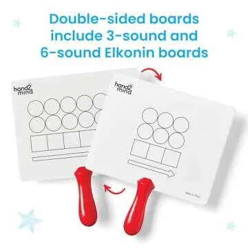 hand2mind Elkonin Box Magnetic Answer Board, Word Mapping Paddles, Elkonin Boxes Dry Erase Blending Board, Phonemic Awareness, Phonics Manipulatives, Science of Reading Classroom Materials (Set of 6)
