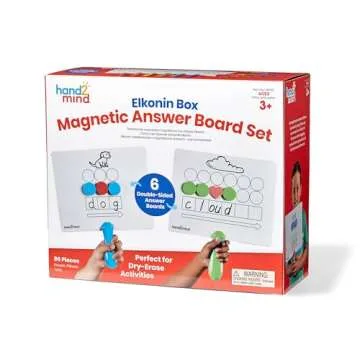 hand2mind Elkonin Box Magnetic Answer Board, Word Mapping Paddles, Elkonin Boxes Dry Erase Blending Board, Phonemic Awareness, Phonics Manipulatives, Science of Reading Classroom Materials (Set of 6)