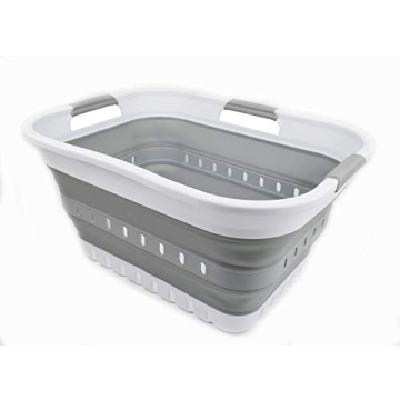 SAMMART 30L Collapsible Laundry Basket - Space Saver with 3 Handles