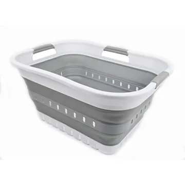 SAMMART 30L Collapsible Laundry Basket - Space Saver with 3 Handles
