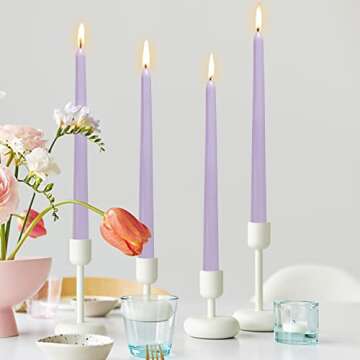 4 PCS Scented Taper Candles Purple Candles 10 inch Long Candles Sticks Soothing Lavender Fragrance C...