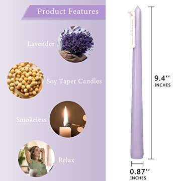 Elegant 10 Inch Purple Taper Candles - 4 Pack