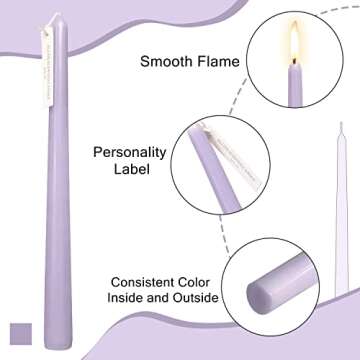 Elegant 10 Inch Purple Taper Candles - 4 Pack