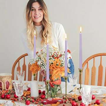 Elegant 10 Inch Purple Taper Candles - 4 Pack