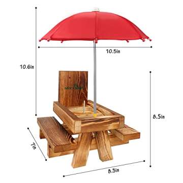 MIXXIDEA Squirrel Feeder Picnic Table with Tall Umbrella for Outdoor Fun