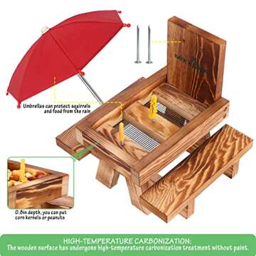 Squirrel Feeder Picnic Table with Umbrella - Outdoor Fun