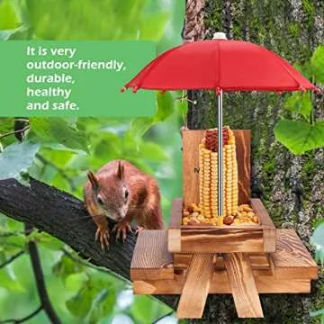 Squirrel Feeder Picnic Table with Umbrella - Outdoor Fun