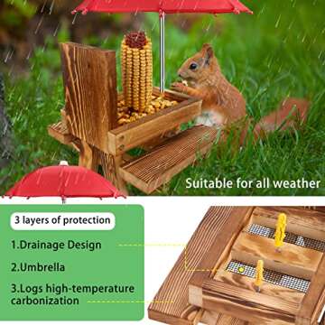 Squirrel Feeder Picnic Table with Umbrella - Outdoor Fun