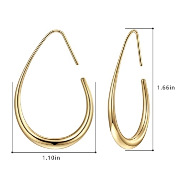 Lightweight Teardrop Hoop Earrings - Elegant Gold Plated Accessory