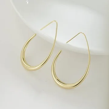 Lightweight Teardrop Hoop Earrings - Elegant Gold Plated Accessory