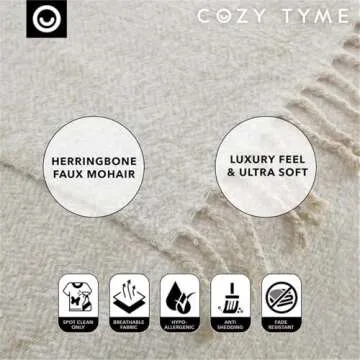 Posh Living Krish Sand Acrylic 50x60 Inches Faux Mohair Tassels Knit Throw Blanket