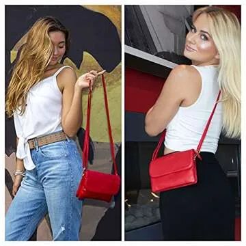 MINICAT INICAT Small Crossbody Purse Built in Wallet Crossbody Bags Pocketbooks for Women(Red,Small)