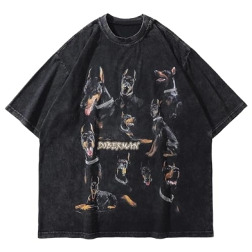 Aelfric Eden Graphic T-Shirt - Oversized Doberman Print Top for Stylish Summer Casual Wear