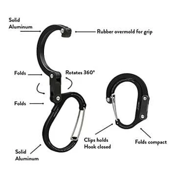 GEAR AID HEROCLIP Carabiner Clip and Hook (Mini) for Travel, Luggage, and Small Bags, Rose Gold