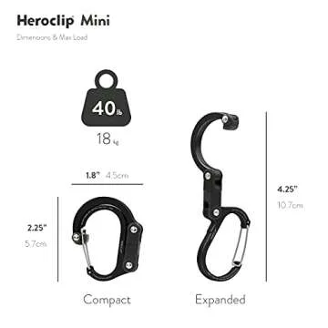 GEAR AID HEROCLIP Carabiner Clip and Hook (Mini) for Travel, Luggage, and Small Bags, Rose Gold