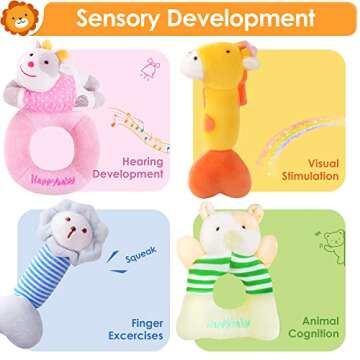 iPlay, iLearn Jungle Rattle Plush Barn - Soft Sensory Toy for Infants