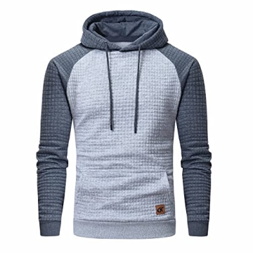 Yundobop Men's Plaid Jacquard Hoodie - Stylish & Comfortable Pullover