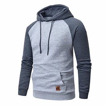 Yundobop Men's Plaid Jacquard Hoodie Stylish Comfort