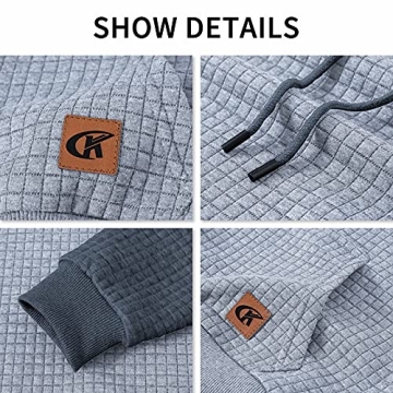 Yundobop Men's Plaid Jacquard Hoodie Stylish Comfort