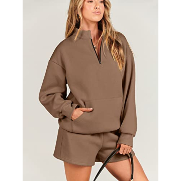 ANRABESS Women 2 Piece Sweatshirt & Shorts Set for Comfort