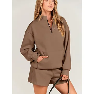 ANRABESS Women 2 Piece Sweatshirt & Shorts Set for Comfort