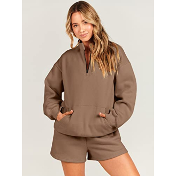 ANRABESS Women 2 Piece Sweatshirt & Shorts Set for Comfort