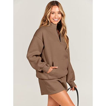 ANRABESS Women 2 Piece Sweatshirt & Shorts Set for Comfort
