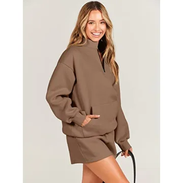 ANRABESS Women 2 Piece Sweatshirt & Shorts Set for Comfort