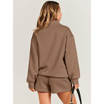 ANRABESS Women 2 Piece Sweatshirt & Shorts Set for Comfort