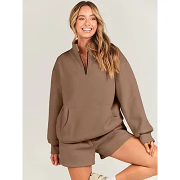 ANRABESS Women 2 Piece Sweatshirt & Shorts Set for Comfort