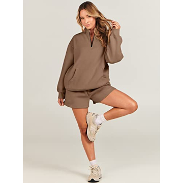 ANRABESS Women 2 Piece Sweatshirt & Shorts Set for Comfort