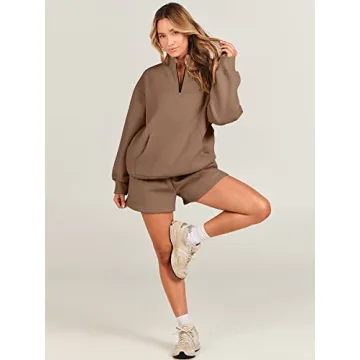 ANRABESS Women 2 Piece Sweatshirt & Shorts Set for Comfort