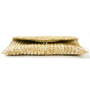 Obosoyo Women's Handmade Straw Clutch Bag for Summer