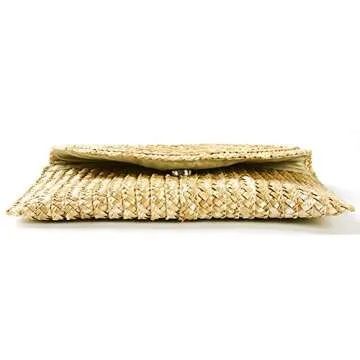 Obosoyo Women's Handmade Straw Clutch Bag for Summer