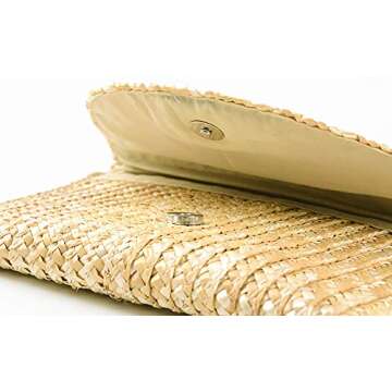 Obosoyo Women's Handmade Straw Clutch Bag for Summer