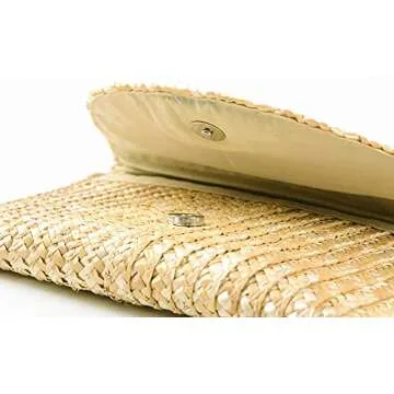 Obosoyo Women's Handmade Straw Clutch Bag for Summer
