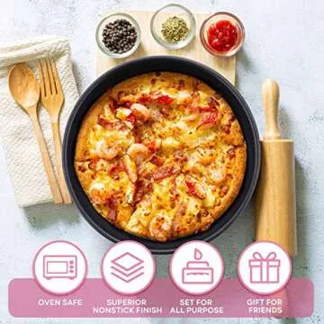 Herogo 6 Inch Round Cake Pan Set of 3, Stainless Steel Black Nonstick Baking Pan for Birthday Wedding Layer Cake, Leakproof & Straight Side, Oven Safe