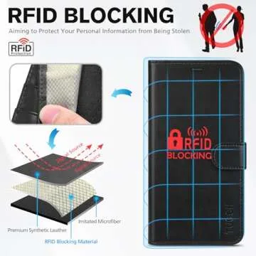 TUCCH Wallet Case for iPhone 16e, [RFID Blocking] 4 Card Holder Kickstand [Shockproof TPU Inner Case] PU Leather Magnetic Closure Protective Cover Compatible with iPhone 16e 6.1" 2025, Black