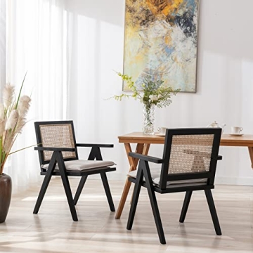 ZHENGHAO Modern Dining Chairs with Rattan Back