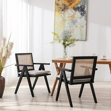 ZHENGHAO Modern Dining Chairs with Rattan Back