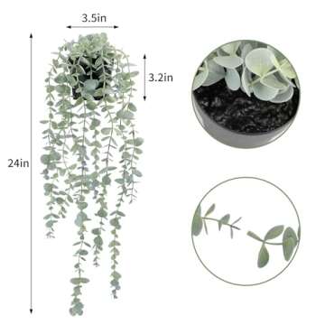 COCOBOO 2pcs Artificial Hanging Eucalyptus Plants for Shelf, Fake Potted Plant Fake Drooping Plant f...