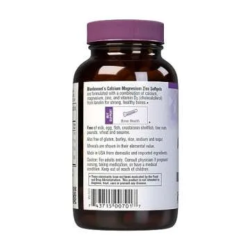 Bluebonnet Nutrition Calcium Magnesium Zinc Plus Vitamin D3, 1000 mg of Calcium, 500 mg of Magnesium and 15 mg of Zinc, 400IU Vitamin D3, For Strong Healthy Bones*, Gluten-Free, Dairy-Fee, 120 softgel