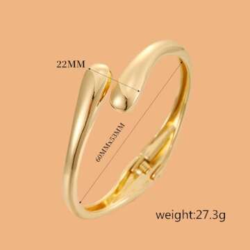 Minimalist Double Teardrop Bangle Bracelets for Women Dainty Delicate Trendy Chunky Thick Hinge Cuff...