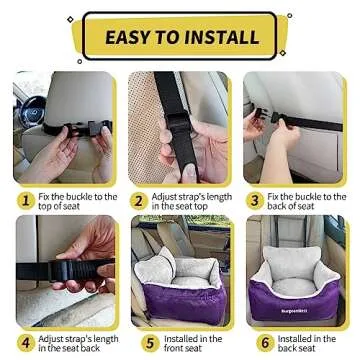 BurgeonNest Dog Car Seat for Small Dogs, Fully Detachable and Washable Cat Carseats Under 25 lbs, Soft Pet Booster Seats with Storage Pockets Clip-On Leash Portable Travel Carrier Bed, Purple