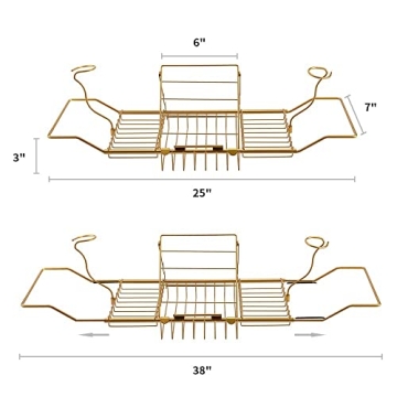 Adjustable BDL Bathtub Caddy Tray with Wine & iPad Holder