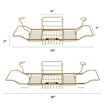 Adjustable BDL Bathtub Caddy Tray with Wine & iPad Holder