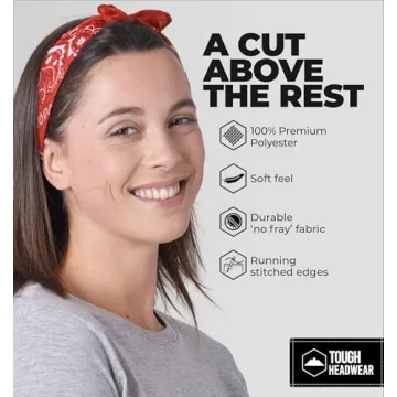 Tough Headwear Large Bandana Headband - Handkerchief Bandanas for Men & Women - Cowboy Scarf - Paisley Bandana Pack
